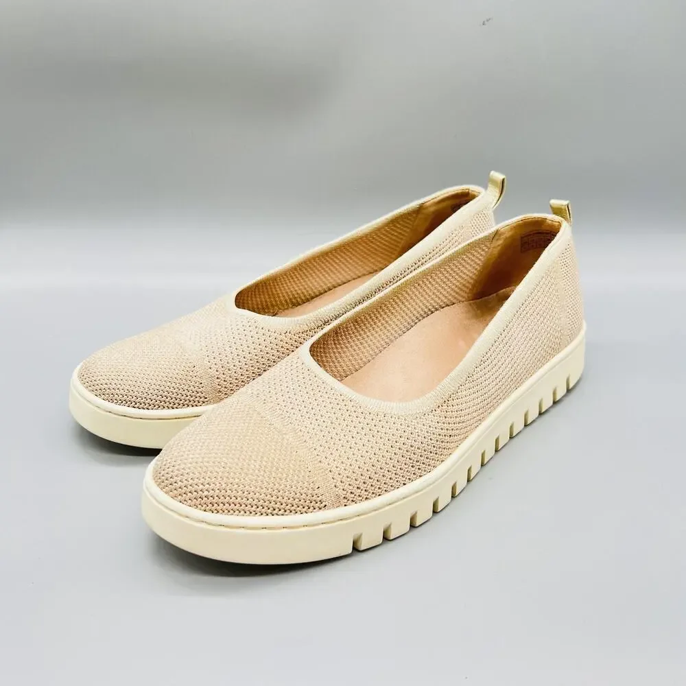 Vionic Shoes Womens 11 Beige Knit Uptown Skimmer Slip On Flats Walking Comfort